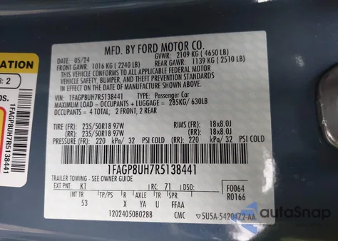 2024 Ford Mustang Ecoboost Premium z USA, uszkodzony, nr VIN 1FAGP8UH7R5138441